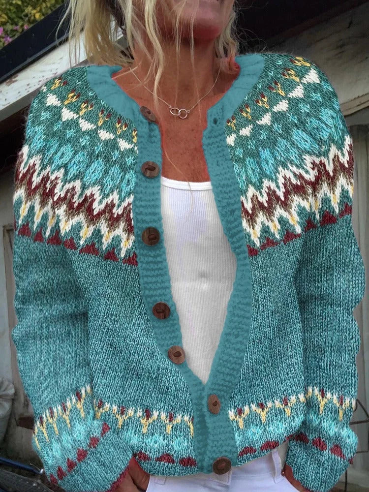 Samantha | Stylish Vintage Fair Isle Cardigan Sweater