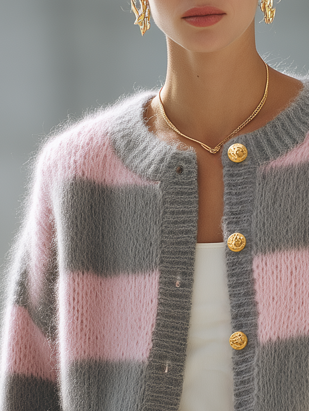 Sandra | Classic Striped Long Sleeve Knit Cardigan