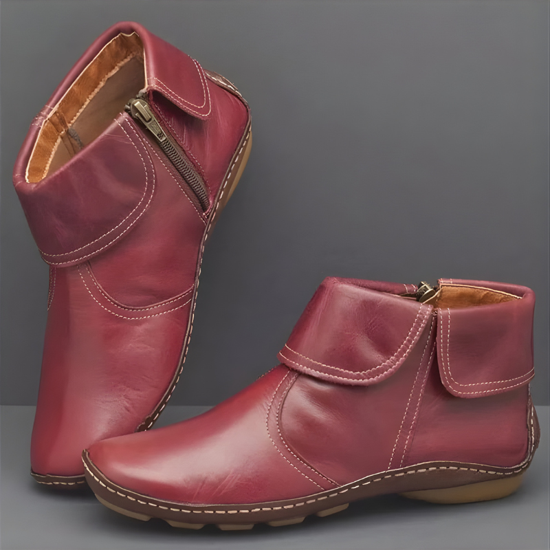 Sandra | Relaxed Fold-Over Zip-Up Ankle Boots