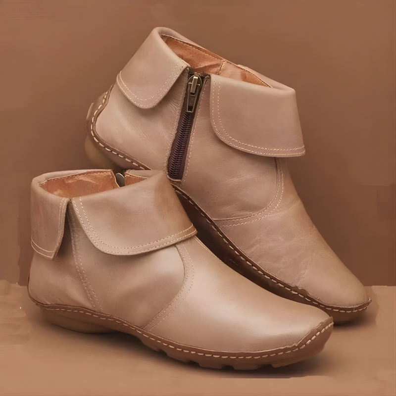 Sandra | Relaxed Fold-Over Zip-Up Ankle Boots