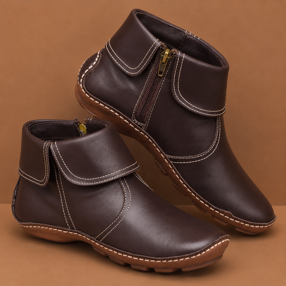 Sandra | Relaxed Fold-Over Zip-Up Ankle Boots