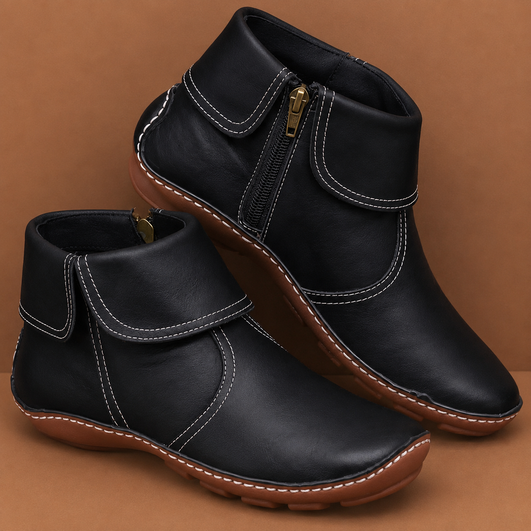 Sandra | Relaxed Fold-Over Zip-Up Ankle Boots