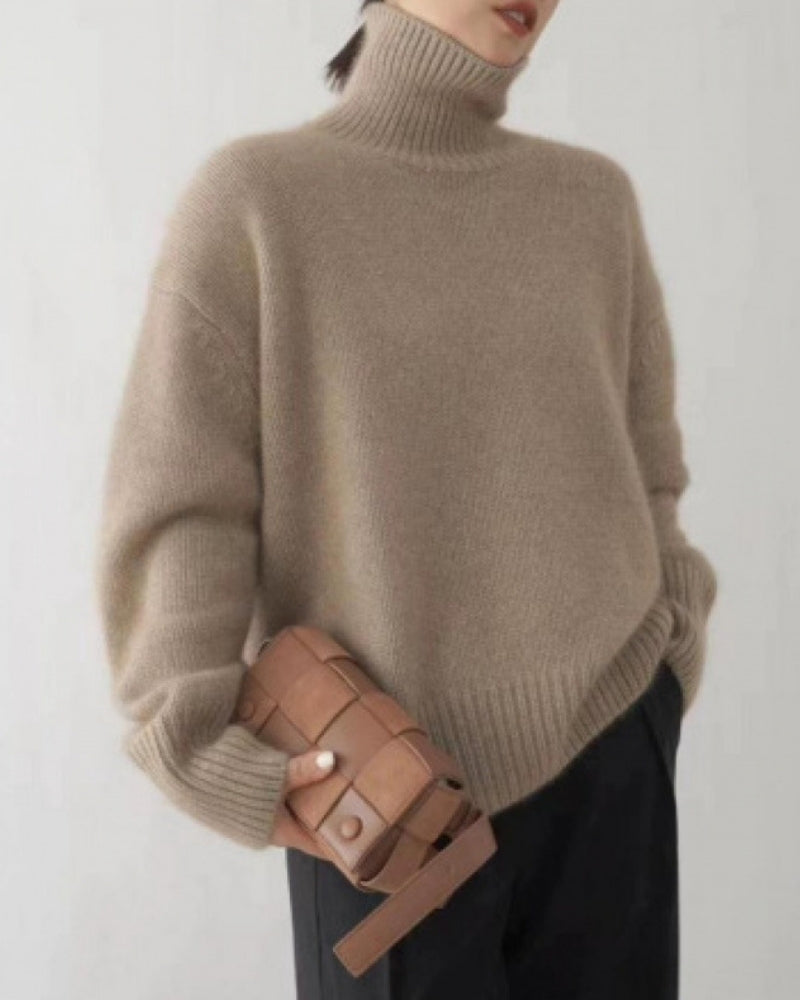 Sandra | Relaxed Oversized Ribbed Turtleneck Knit Sweater