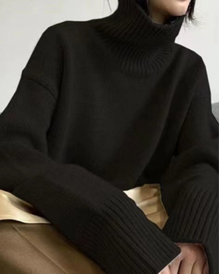 Sandra | Relaxed Oversized Ribbed Turtleneck Knit Sweater