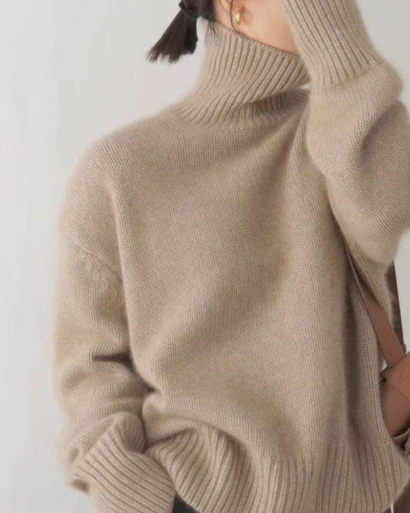 Sandra | Relaxed Oversized Ribbed Turtleneck Knit Sweater