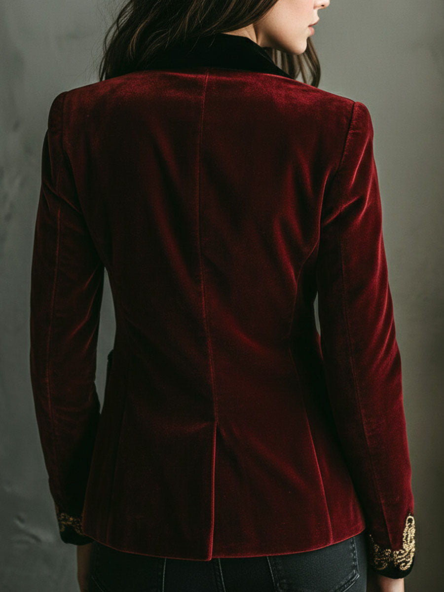 Sara | Embroidered Tailored Tuxedo Blazer
