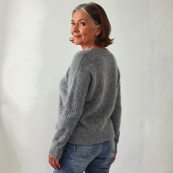 Sara | Sheep Pattern Crewneck Knit Sweater