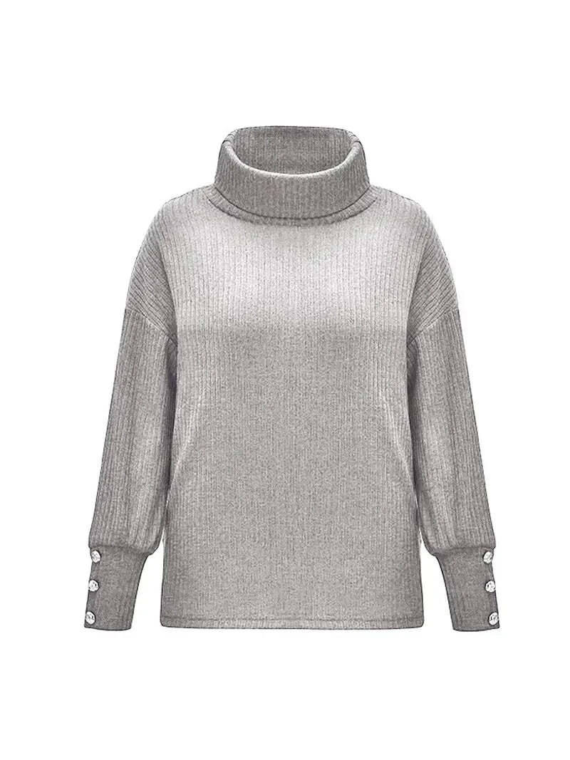 Sharon | Relaxed Ribbed Long Sleeve Turtleneck Sweater