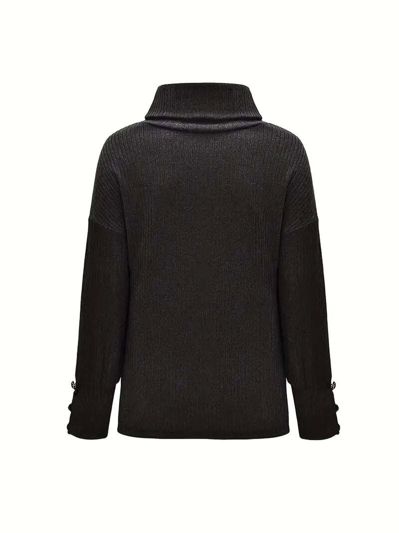 Sharon | Relaxed Ribbed Long Sleeve Turtleneck Sweater