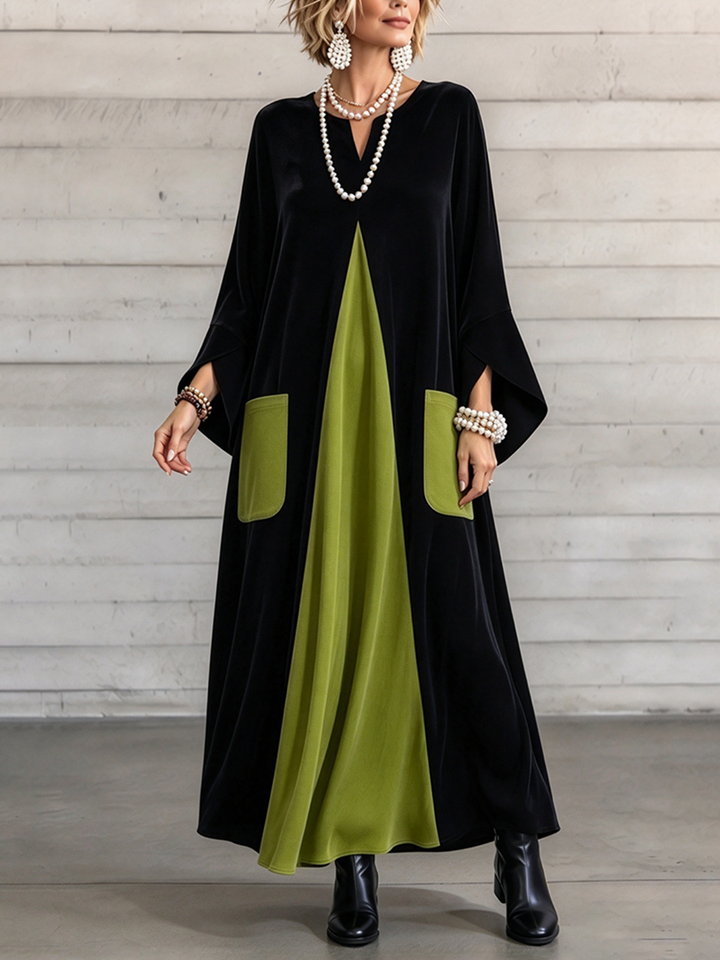 Sharon | Timeless Color Block Long Sleeve Dress