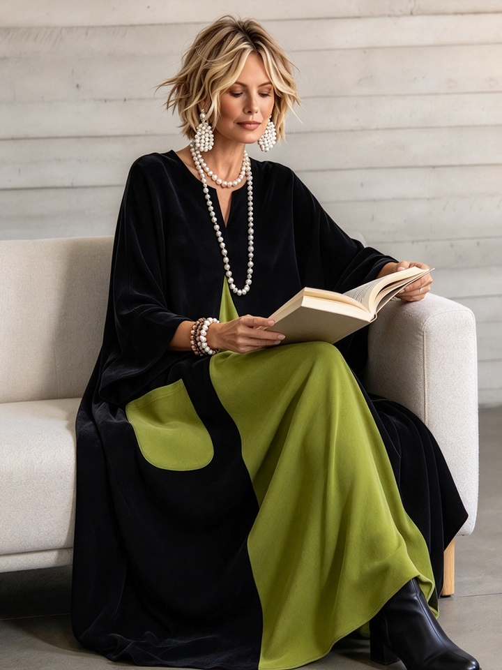 Sharon | Timeless Color Block Long Sleeve Dress