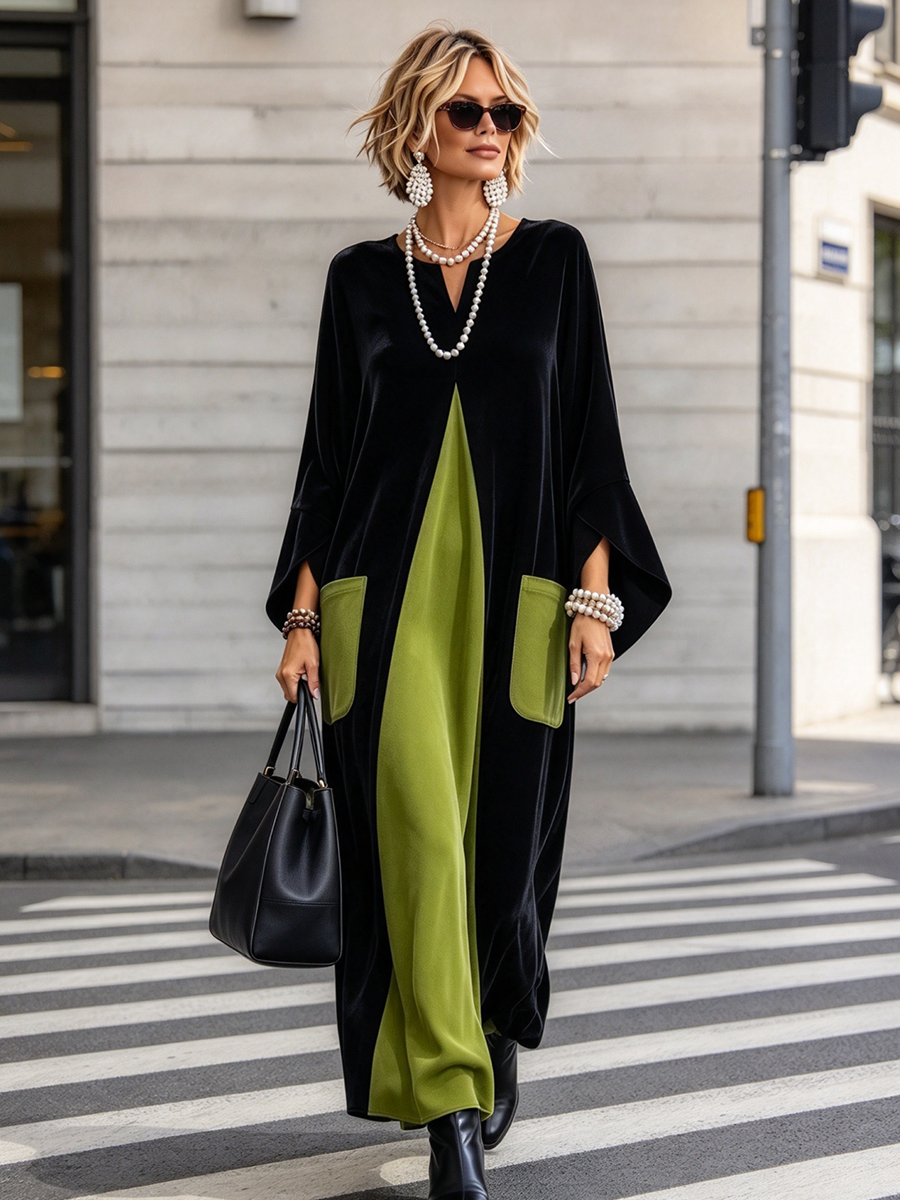 Sharon | Timeless Color Block Long Sleeve Dress