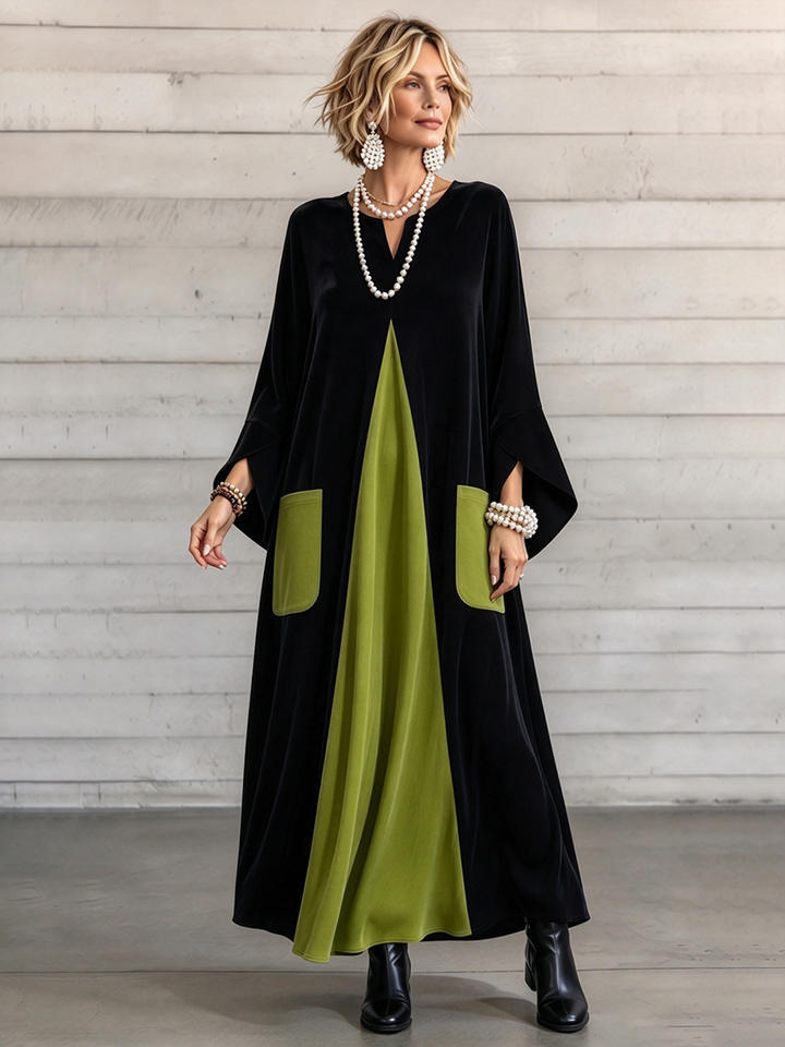 Sharon | Timeless Color Block Long Sleeve Dress