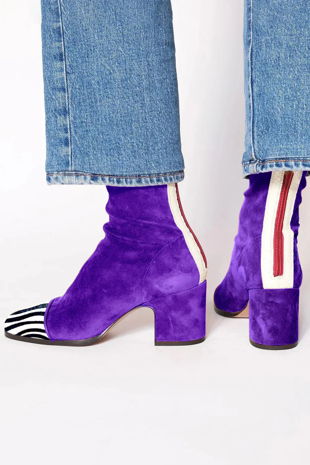 Sharon | Zebra Print Block Heel Ankle Boots