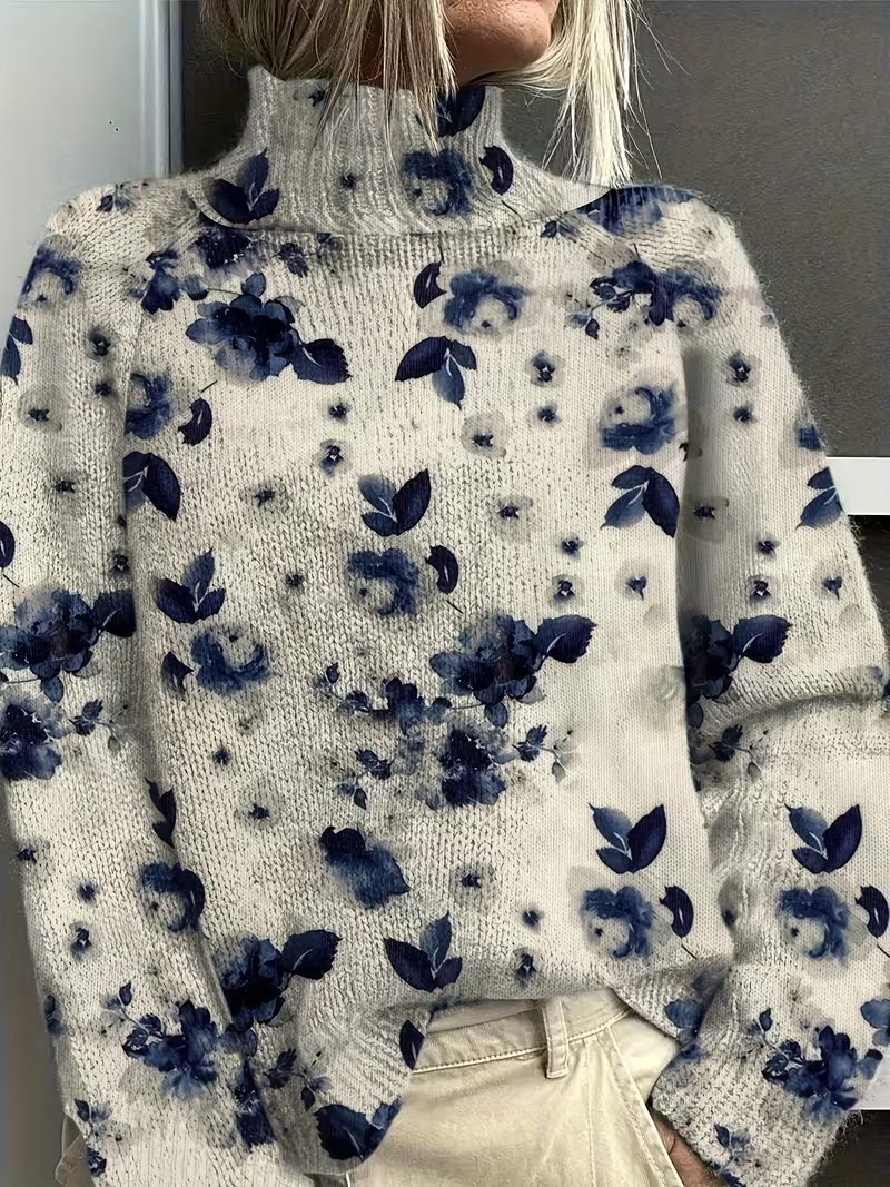 Shirley | Cozy Floral Oversized Turtleneck Sweater