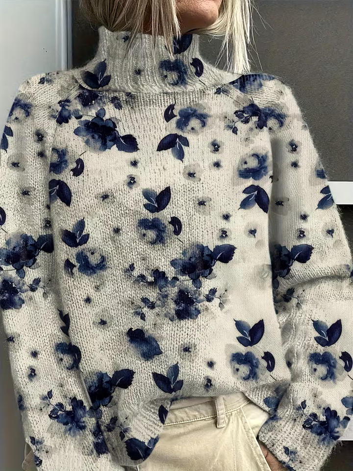 Shirley | Cozy Floral Oversized Turtleneck Sweater