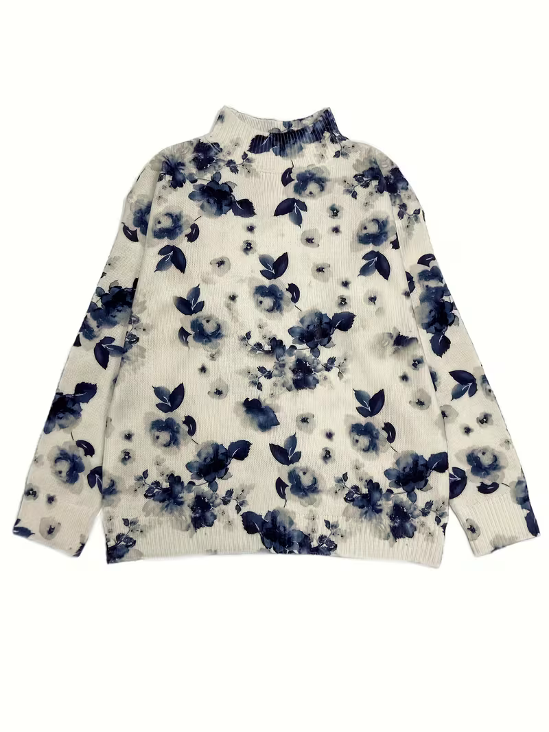 Shirley | Cozy Floral Oversized Turtleneck Sweater