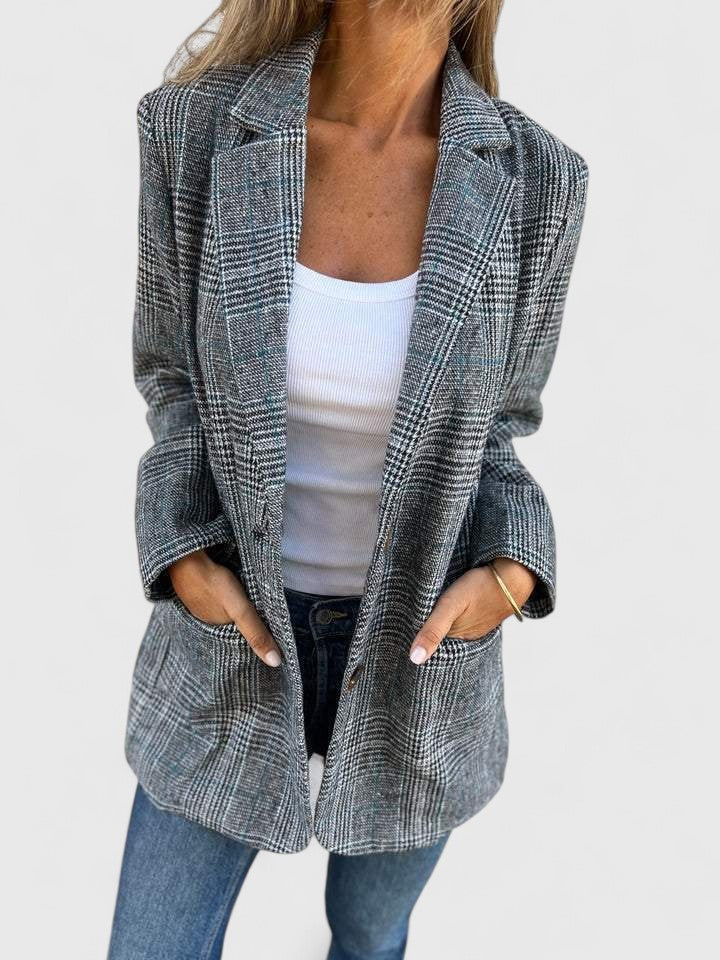 Shirley | Relaxed Plaid Longline Blazer