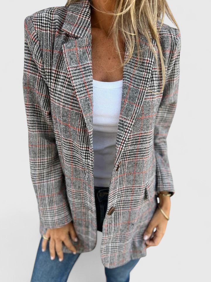 Shirley | Relaxed Plaid Longline Blazer
