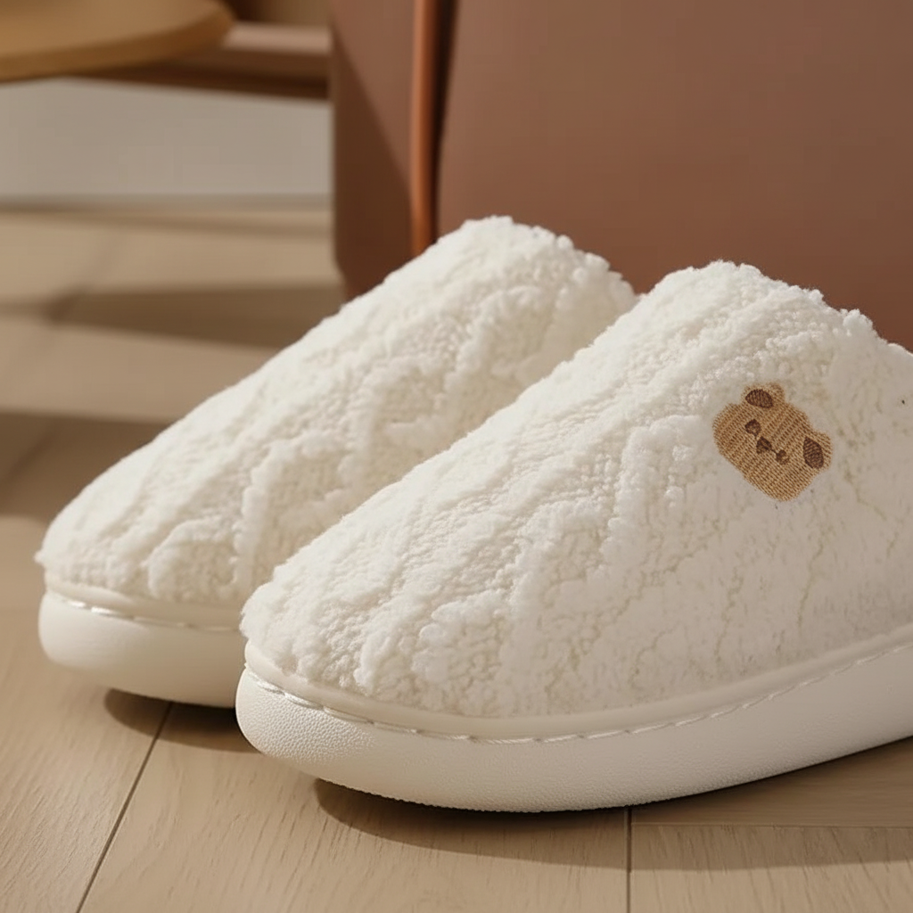Sofia | Chik Foret Fluffy Hjemmesko med Kabelstrik