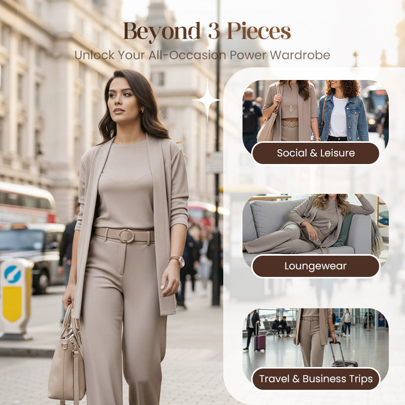 Sophia | Chic 3-Piece Long Cardigan Lounge Set