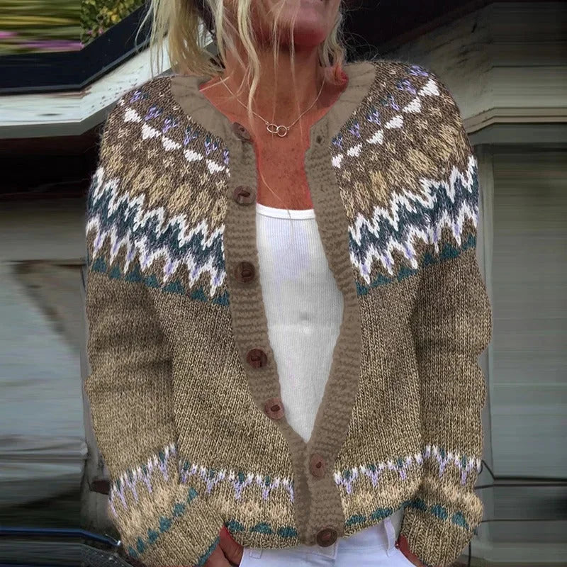 Stephanie | Chic Vintage Fair Isle Knit Cardigan
