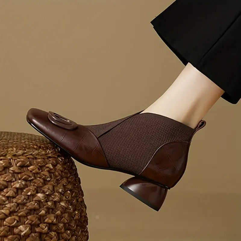 Stephanie | Stylish Low Heel Buckle Chelsea Ankle Boots