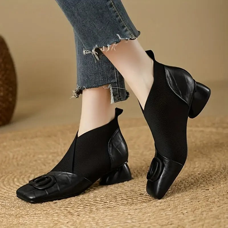 Stephanie | Stylish Low Heel Buckle Chelsea Ankle Boots