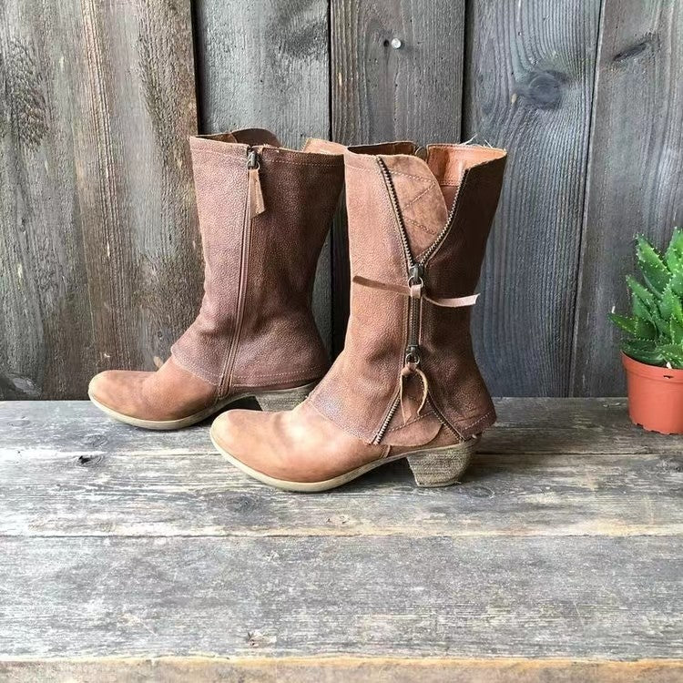 Stephanie | Timeless Mid-Calf Low Heel Cowboy Boots