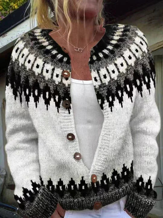Susan | Classic Fair Isle Button Front Cardigan Sweater