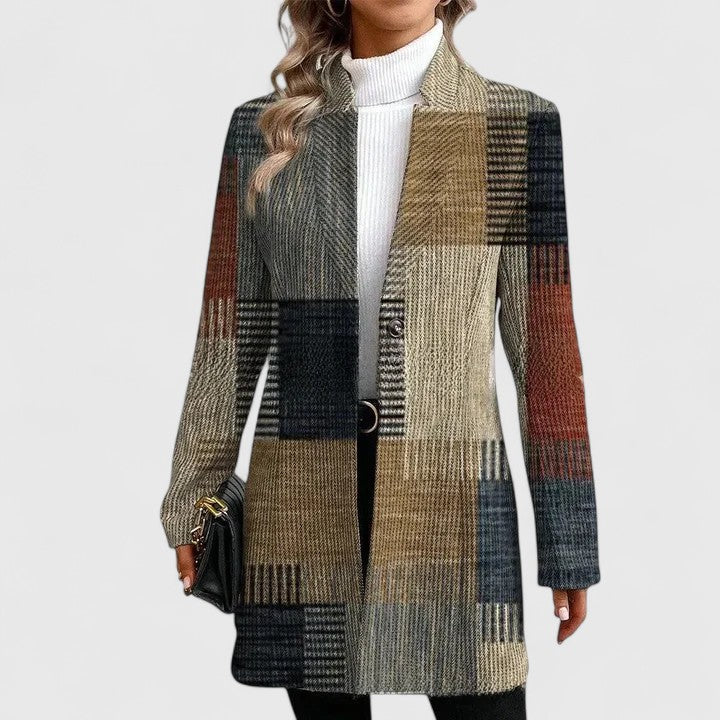 Susan | Sophisticated Plaid Longline Quilted Jacket