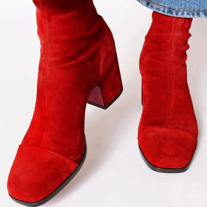 Teresa | Classic Square Toe Block Heel Ankle Boots