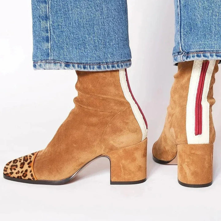 Teresa | Classic Square Toe Block Heel Ankle Boots