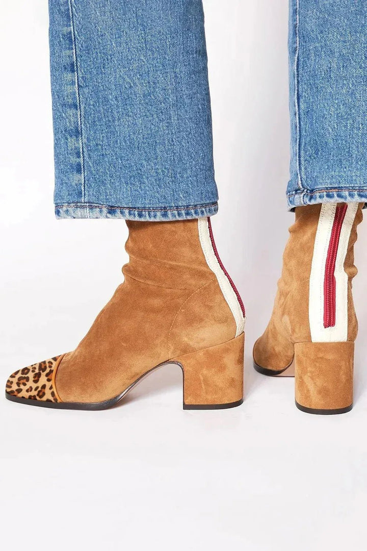 Teresa | Classic Square Toe Block Heel Ankle Boots