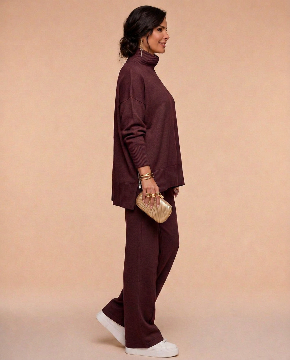 Teresa | Effortless Turtleneck Wide Leg Knit Lounge Set