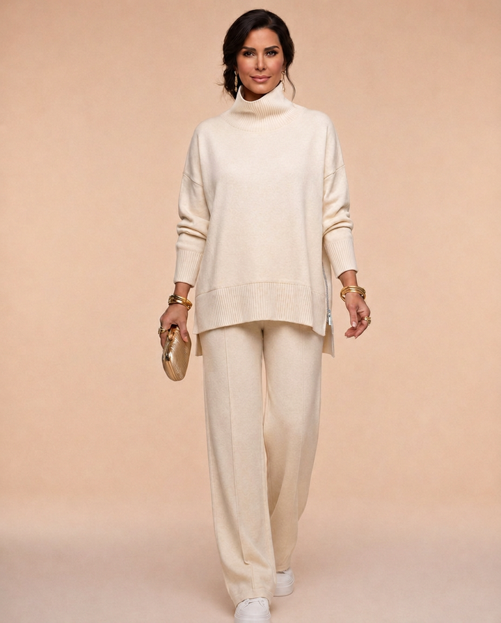 Teresa | Effortless Turtleneck Wide Leg Knit Lounge Set