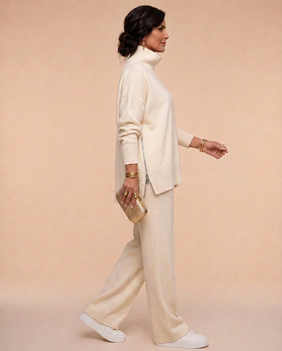 Teresa | Effortless Turtleneck Wide Leg Knit Lounge Set