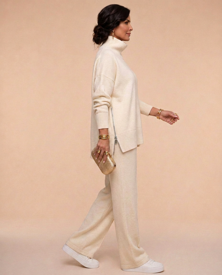 Teresa | Effortless Turtleneck Wide Leg Knit Lounge Set