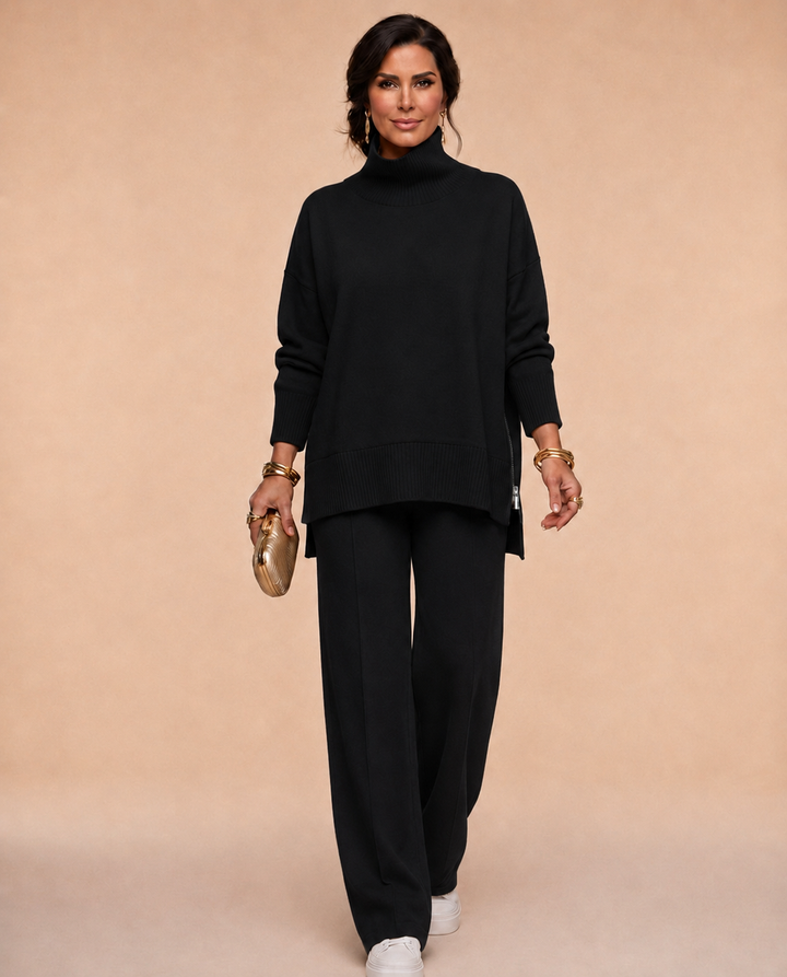 Teresa | Effortless Turtleneck Wide Leg Knit Lounge Set