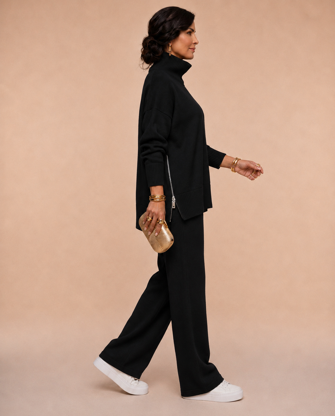 Teresa | Effortless Turtleneck Wide Leg Knit Lounge Set