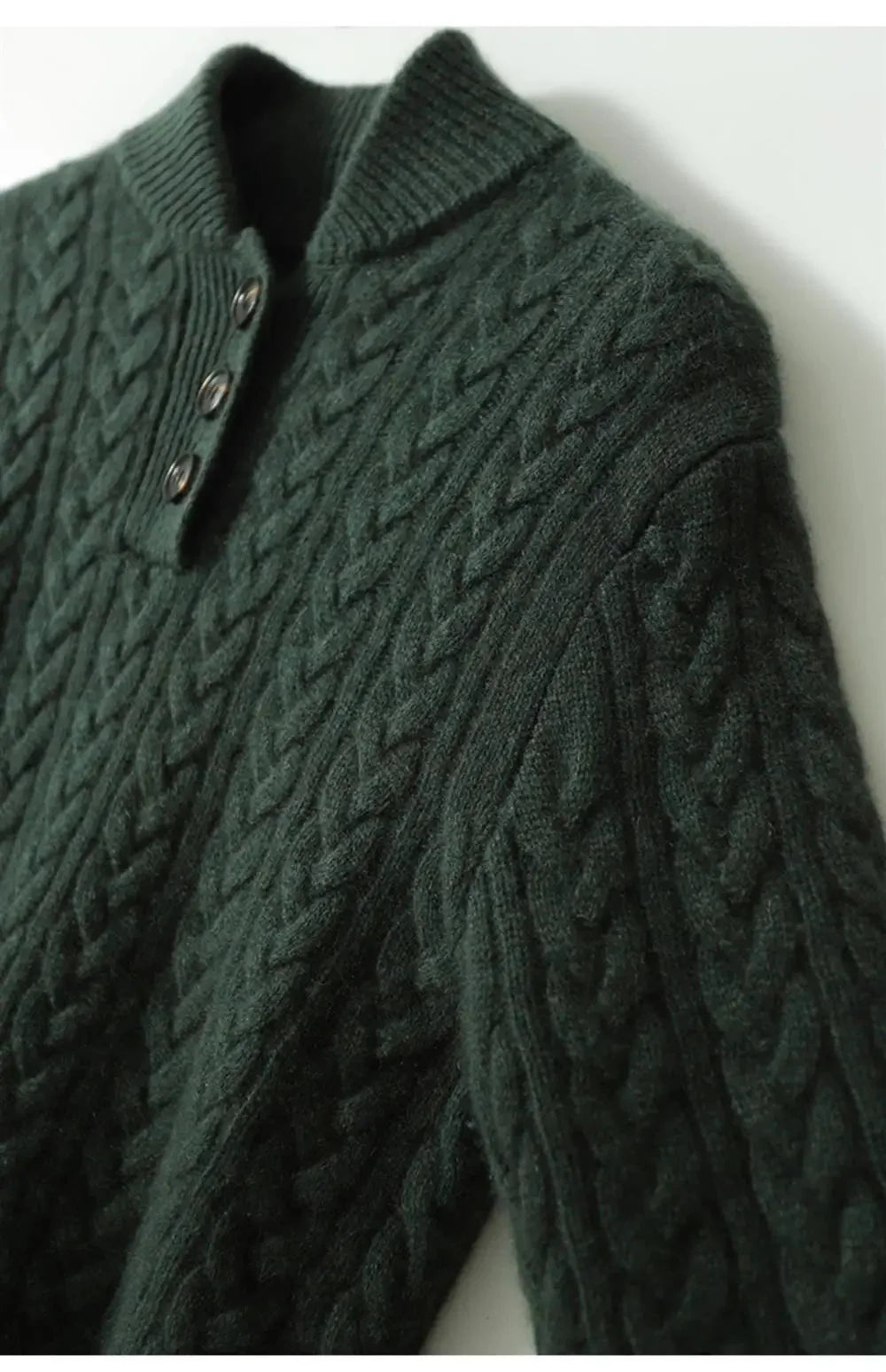 Teresa | Polished Button-Up Cable Knit Sweater with Stand Collar