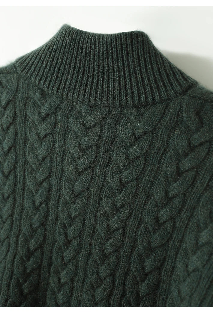Teresa | Polished Button-Up Cable Knit Sweater with Stand Collar