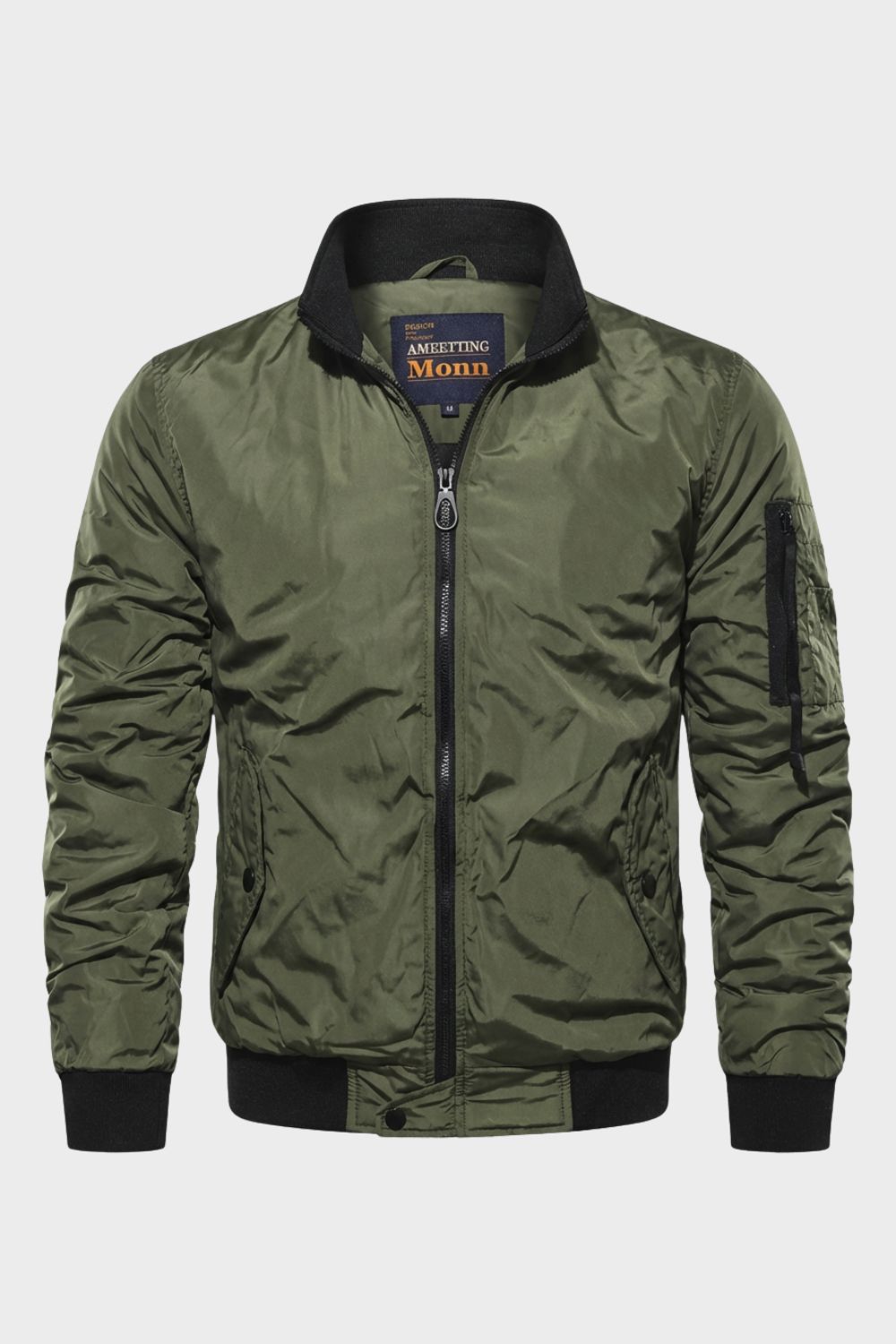Theodor | Elegant Ribstrikket Bomber Jakke med Lynlås