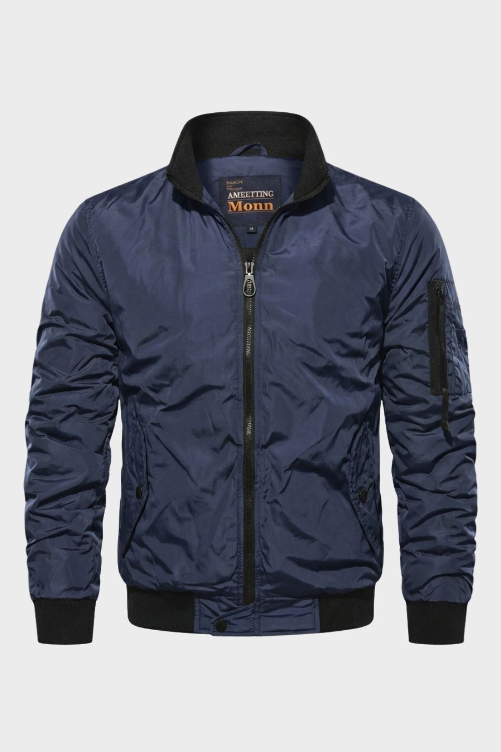 Theodor | Elegant Ribstrikket Bomber Jakke med Lynlås