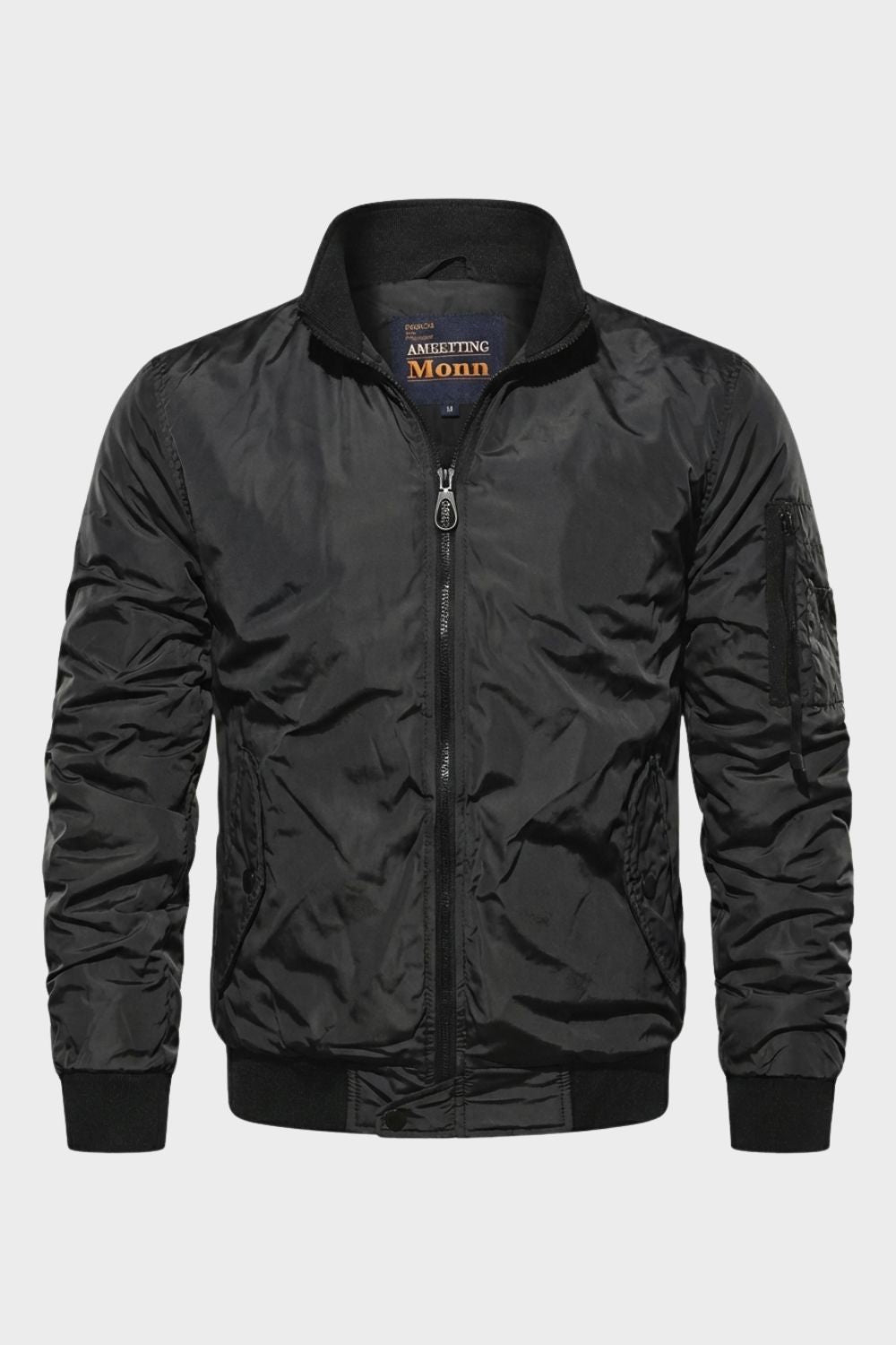 Theodor | Elegant Ribstrikket Bomber Jakke med Lynlås