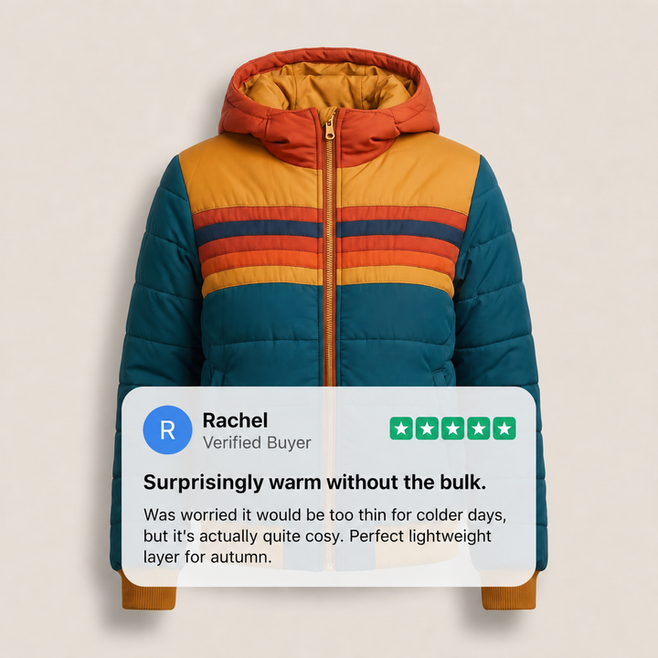 Theresa | Cozy Quilted Hooded Winter Coat with Striped Trim