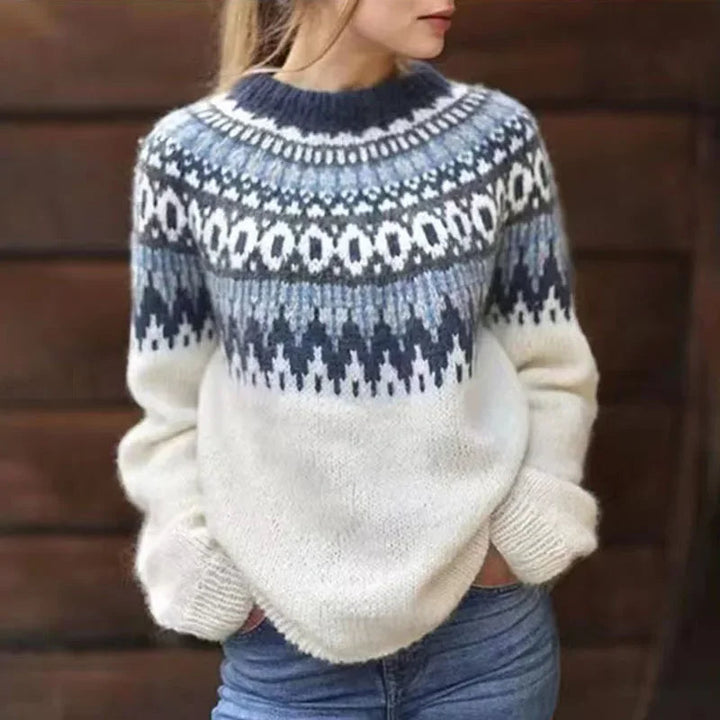 Tiffany | Fair Isle Long Sleeve Crewneck Knit Sweater
