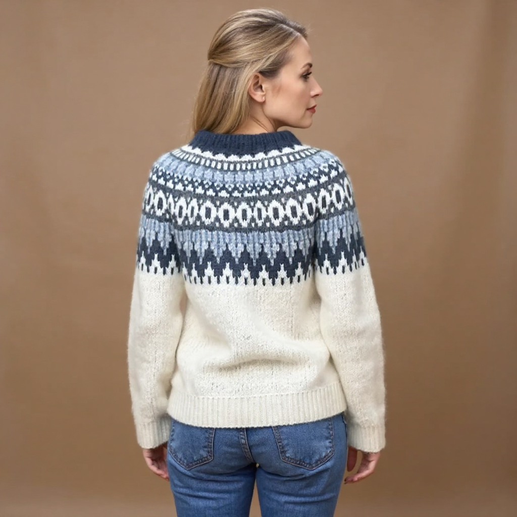 Tiffany | Fair Isle Long Sleeve Crewneck Knit Sweater