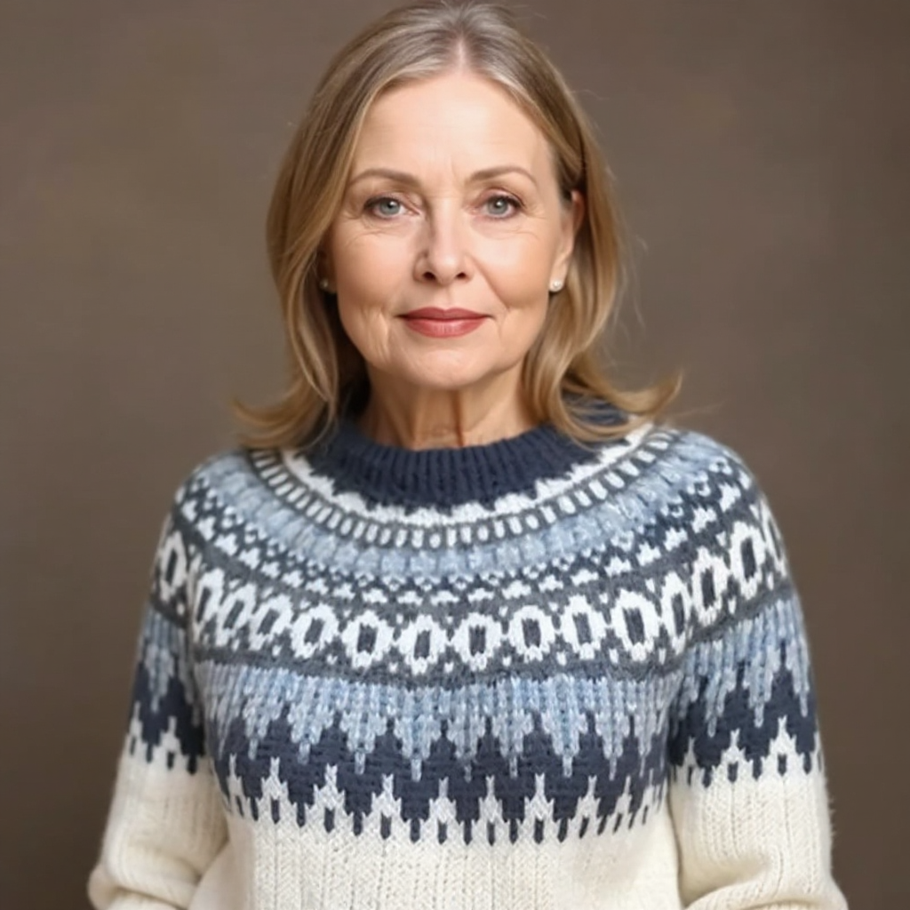 Tiffany | Fair Isle Long Sleeve Crewneck Knit Sweater
