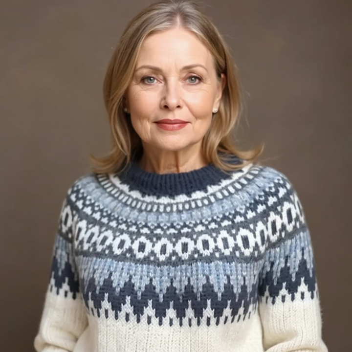 Tiffany | Fair Isle Long Sleeve Crewneck Knit Sweater